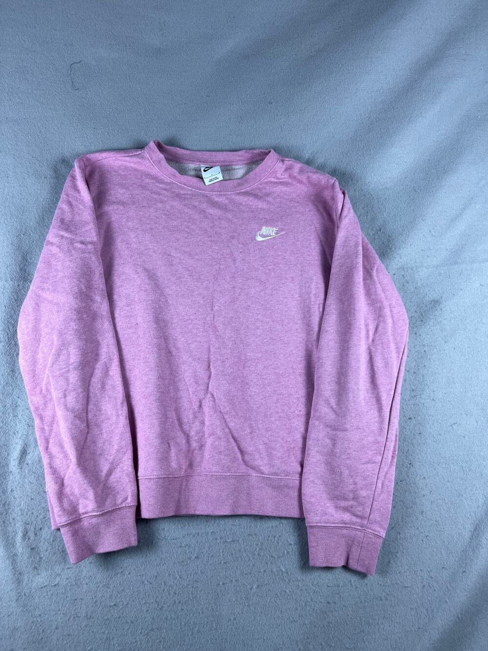 Nike Sweatshirt Womens L Pink Crew Neck Embroidered Futura Logo Pullover Sports